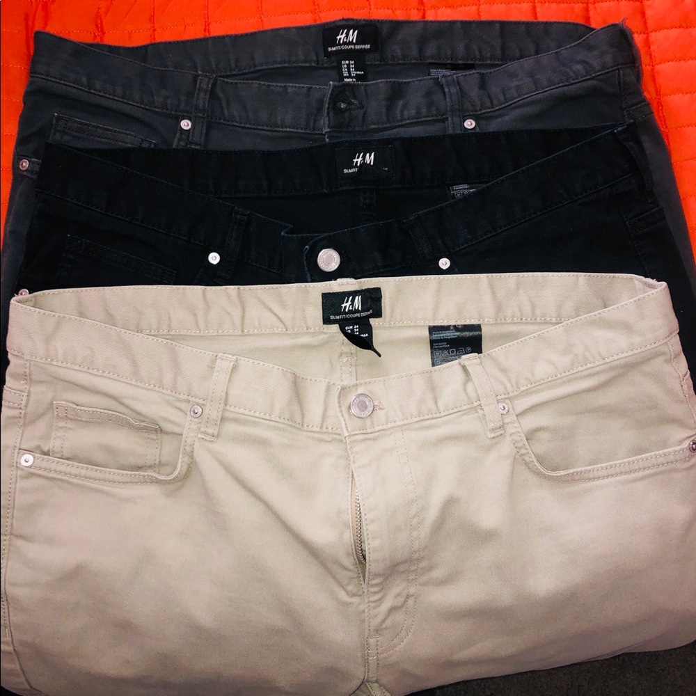 H&M MENS Skinny Fit Chinos 3pack